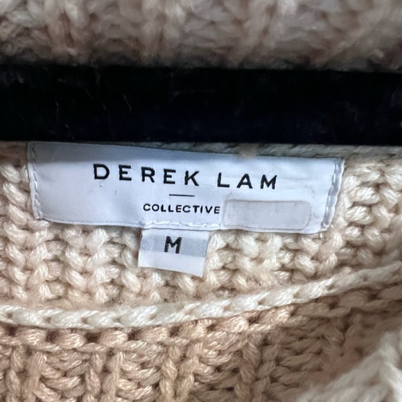 Derek Lam 10 Crosby x RTR Tan and Cream Striped Cowl Neck Sweater, Size M - Picture 5 of 7